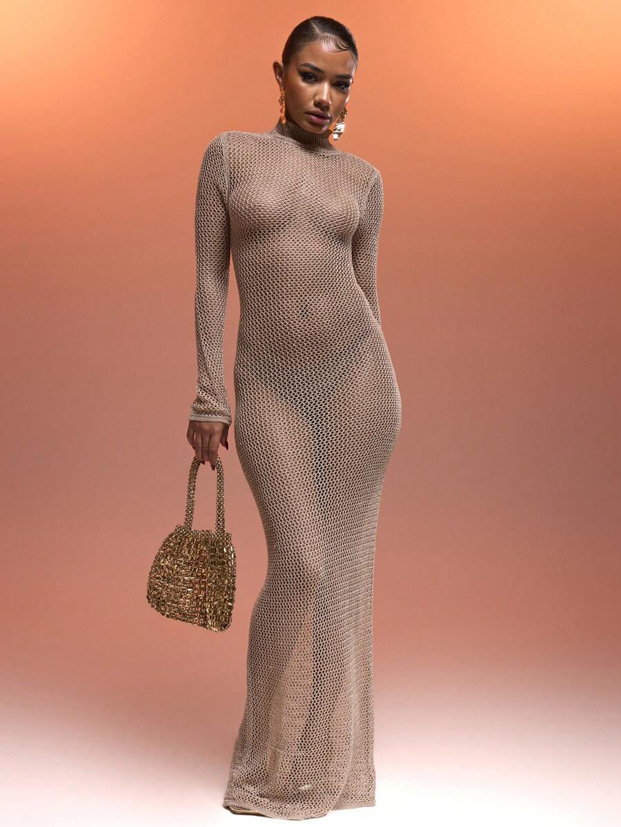 MUSERA Áo ren dài tay cổ tròn buộc dây, ôm sát, gợi cảm kiểu Ibiza, phù hợp cho kỳ nghỉ xuân hè, phong cách miền Tây, cao bồi, boho, hippie, bohemian, lễ hội, đêm hội, ngày lễ. - Vàng - Xem 1