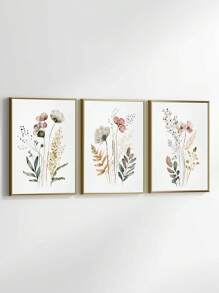 3 套水彩海报、花卉设计画、植物插图艺术版画、自然风格艺术帆布印刷壁画、优雅花卉画、柔和粉彩色系家居装饰、墙壁艺术、房间美学、海报、理想礼物，适用于客厅、卧室、浴室、办公室、咖啡厅 - 彩色 - 查看 11