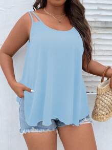 EMERY ROSE Plus Size Women Solid Color Wide Strap Loose Casual Camisole