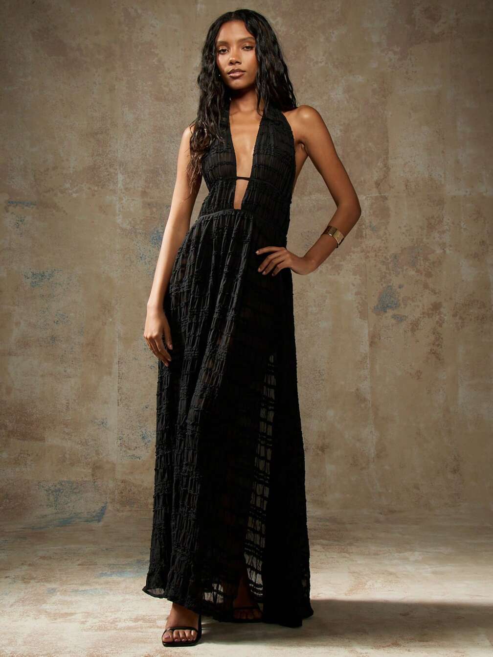 strappy halter neck dress Reiss Lexi Floral Sketch Maxi Dress
