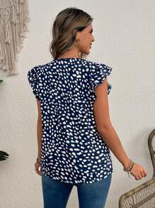 SHEIN Blusa ampia a maniche a volant, scollo a V, con stampa tutto-over, per gravidanza