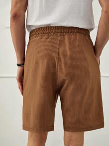 RueChic Men Stripe Printed Summer Fashion Regular Short - Camel - View 2