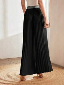 MOTF Classy PANTALONES PLISADOS CON RIBETE DE CONTRASTE - Negro - Ver 3