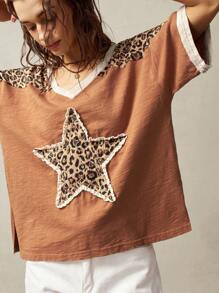 Bohemela Boho Solid Color Knit Crew Neck Short Sleeve Loose Washed Women T-Shirt