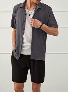 RueChic Conjunto de Camisas regulares para hombres con estampado gráfico por todo el diseño