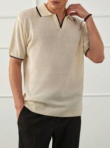 RueChic Polo en tricot uni décontracté pour homme