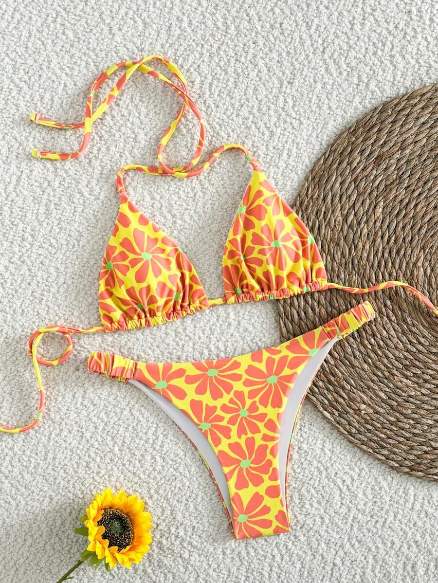 Swim Mod 1 套女士随机印花吊带泳衣和三角泳裤 - 彩色 - 查看 1