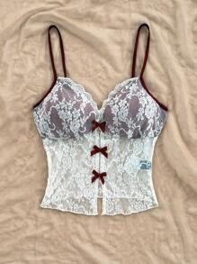 Soleia سيدات قميص نوم شيفون عطلة مع فتحة أمامية مفتوحة، زخرفة فريدة من القوس متباين اللون، حافة مموجه وياقة ممزقة، ملابس حفلات رومانسية وجذابة