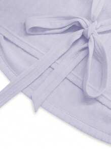 Plus Size Women Solid Color Pleated Halter Tie Up Casual Blouse - Purple - View 4