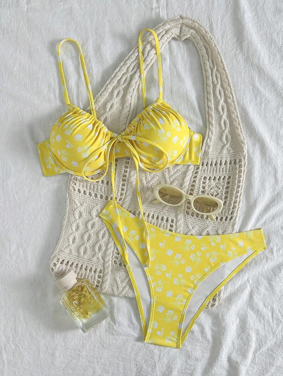 Swim Mod 女士两件套比基尼泳装套装,夏季海滩度假装 - 彩色 - 查看 1