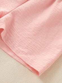 3pcs/Set Girl's Casual Floral Print Short Sleeve Solid Color T-Shirt And Shorts Homewear Set Cute Pajamas, Little Girl's PajamasCute Pajamas, Little Girl's Pajamas, Floral Style" - Multicolor - View 5