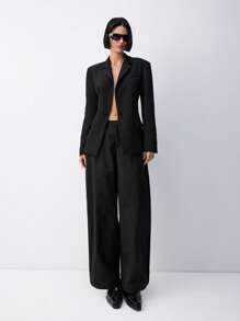 LYSMO 2025 New Arrival Spring/Summer Funnel Waist Fitted Suit - Black - View 5