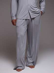 Musero 男士抽绳松紧腰柔软触感直筒裤 - 淺灰色 - 查看 2