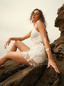 Anewsta Women's Solid Color Simple & Fashionable Tank Top & Bikini, Suitable For Summer - White - View 4