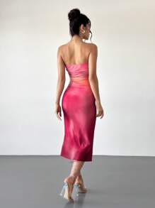 Firerie Váy suông dáng suông thanh lịch lãng mạn thời trang đi làm gợi cảm duyên dáng cho nữ, thích hợp cho tiệc tùng, kỳ nghỉ, trở lại trường, hẹn hò lãng mạn, đám cưới và sinh nhật, váy ống in ombre màu hồng bó sát, mùa thu/đông - Màu Hồng Tươi - Xem 4