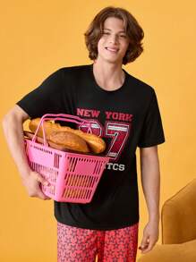 Ensemble de pyjama homme avec pantalon à carreaux et Top à manches courtes imprimé SLEEP