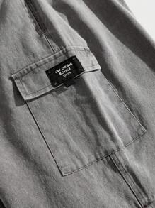 Manfinity VCAY Standard Fit Men's Fashionable Casual Distressed Snow Washed Loose Cargo Shorts In Grey - Grey - View 3