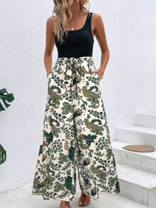 SHEIN LUNE 女士简约时尚夏季连体裤 - 綠色 - 查看 3