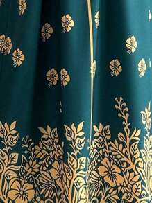 Selianne 印花立领长袖优雅休闲长裙女式长款女装 - 彩色 - 查看 7