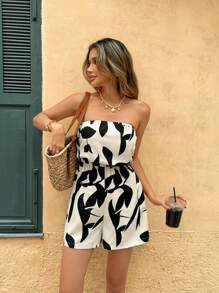 Breezaya Mono tipo bandeau con estampado de hojas para mujer