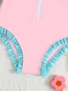 Tween Girls One-Pieces女童(大)一件式泳衣
粉色黄色蓝色一件式拉链易穿儿童连体泳衣时尚休闲精致华丽淑女适合游泳适合度假适合夏季 - Multicolor - View 5