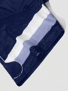 Aesthetic Post 男士 V 领字母印花短袖宽松休闲 T 恤 - 寶藍色 - 查看 3