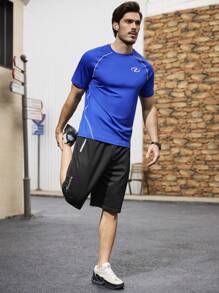 Manfinity Sport Corelite Men's Geometry Pattern Raglan Short Sleeve Sports T-Shirt