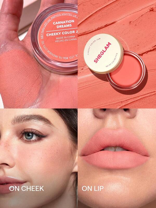 SHEGLAM Cheeky Color Jam-Carnation Dreams 6 Shades Multi-Use Cream Blush Lip Cream Matte Highly Pigmented Natural Blush Powder Face Makeup Blush Graduation Birthday Holiday Summer Fall Autumn Y2K Fancy Fashion Women Makeup Cosmetic Party Beach Travel Camping Outdoors School Campus Trip Festivals Decor Gift Present Rose Girl Cosplay Best Color Charm Vibe