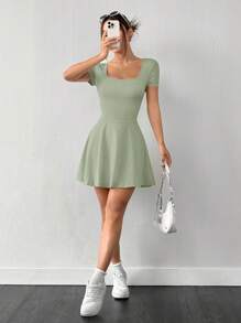 SHEIN EZwear Abito attillato a maglia verde menta mini per donna