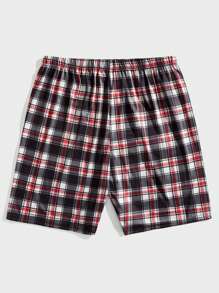 3-Piece Men's Plaid Elastic Waist Lounge Bottom Sleep Shorts Set - Multicolor - View 10