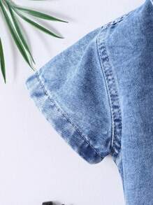 SHEIN Ensemble décontracté d'été pour bébé garçon, jeans bleu clair délavé