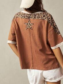 Bohemela Boho Solid Color Knit Crew Neck Short Sleeve Loose Washed Women T-Shirt