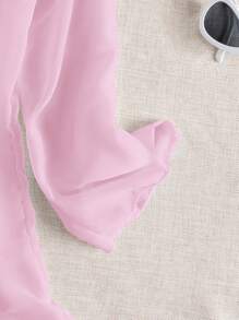 SHEIN Swim Women's Solid Color Open-Front Loose Kimono Coverup, For Vacation For Summer - Baby Pink - View 5