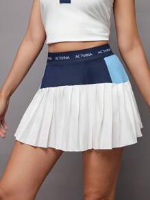 Activina 撞色拼布褶皱网球运动短裙短裤