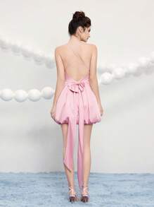 Poshira Vestido de novia elegante de estilo burbuja, vestido para invitada de boda con bajo estilo burbuja en color rosa, moda minimalista, adecuado para festival de música de verano, primavera/verano, vestido de fiesta, vestido de graduación