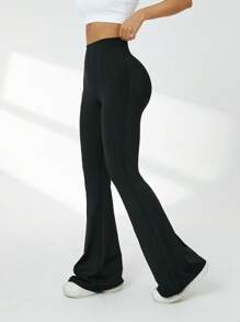 SHEIN Sport Studio Women's Sports Yoga Flared Pants With Back Pocket