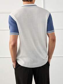 RueChic Camisa polo de manga corta regular de bloque de color para hombres