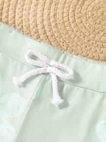 2pcs Set Young Girl Casual Cute Cartoon Character & Text Print Top Matched With Printed Floral Cinched Waist Ribbed Hem Pants 2 Pieces Outfit, Suitable For Outing, Picnic, Photo Shoot - White - View 4