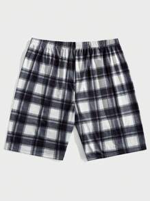 3-Piece Men's Plaid Elastic Waist Lounge Bottom Sleep Shorts Set - Multicolor - View 8