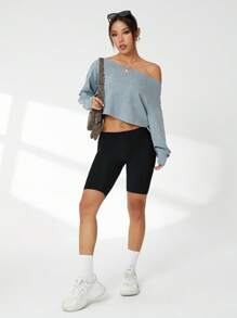 Easithlete Damen Rückenfreier Langarm Yoga Sweatshirt - Grau - Übersicht 5