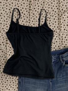 Attitoon Women's Cute Cherry Pattern Casual & Sexy Cami Top, Suitable For Summer Back To School - Black - View 2