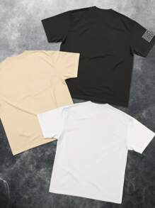 Manfinity LEGND Men's Letter Print Crew Neck Short Sleeve Casual T-Shirt
