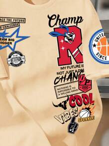 SHEIN Leap Crew Tween Boy Casual Simple Short Sleeve Crew Neck T-Shirt, Suitable For Summer - White - View 3