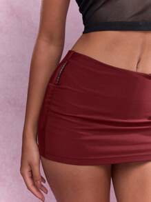 MISSGUIDED Jersey Fitted Everyday Casual Mini Skort With Built In Shorts Christmas - Red - View 3