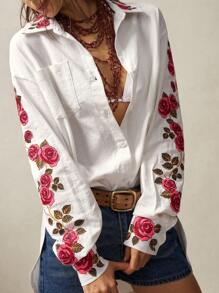 Bohemela Boho Woven Relaxed Asymmetrical Hem Long Sleeve Long Shirt For Women - White - View 4