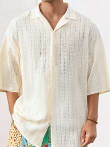 SHEIN X ELOISA & ORSON Manfinity VCAY Camisa de manga corta de punto holgada informal para hombres jóvenes