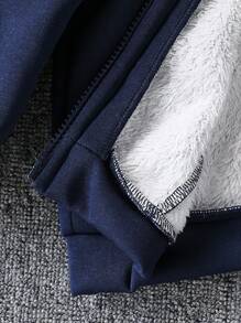 SHEIN 4-7 岁男孩保暖内衬运动套装，舒适时尚的休闲运动服，适合节日、生日、派对、日常穿着、秋季、春季、冬季、家居服，包含长袖夹克和裤子套装 男童运动服男童慢跑套装男童慢跑套装男童运动服男童运动服 - 寶藍色 - 查看 6
