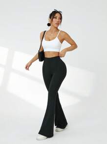 SHEIN Sport Studio Women's Sports Yoga Flared Pants With Back Pocket