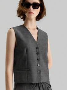 Ontre Women Solid Color Sleeveless Casual Tops, Minimalist Fashion For Everyday Wear - Grey - View 7
