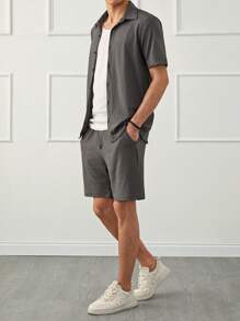 RueChic Men Textured Fabric Regular Shirt Set - Grey - View 4